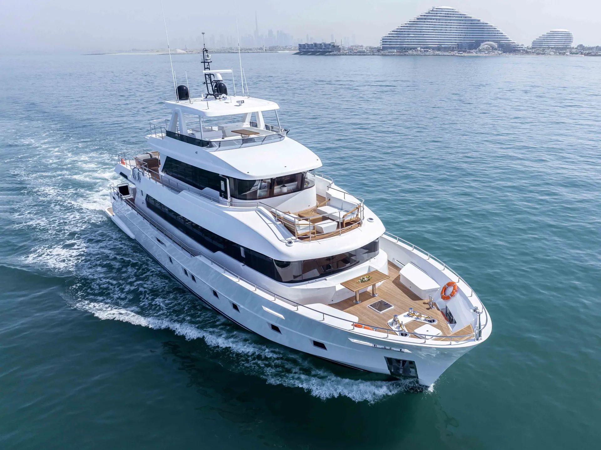 Luxury yacht underway